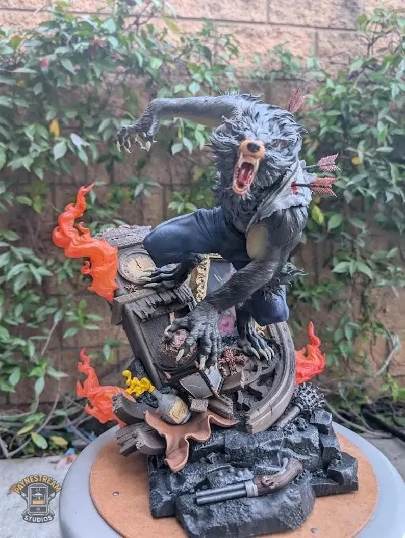 Completed hand-painted Werewolf Figure by Paynestream Studios