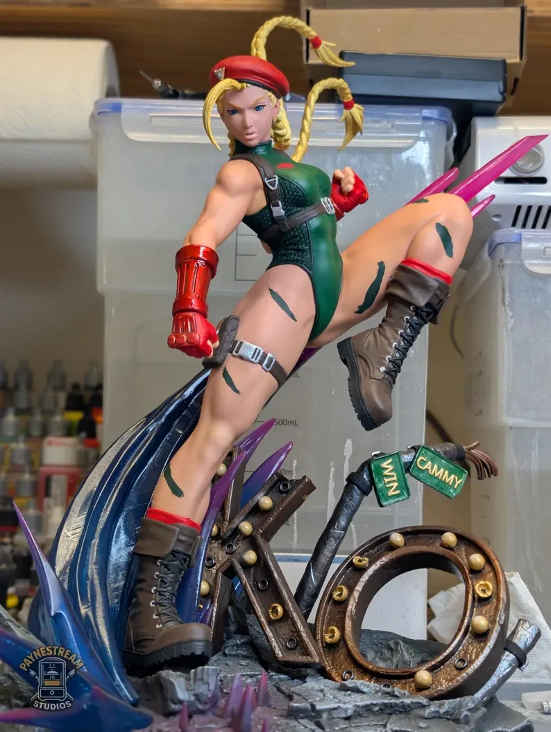 Completed hand-painted Cammy Statue by Paynestream Studios